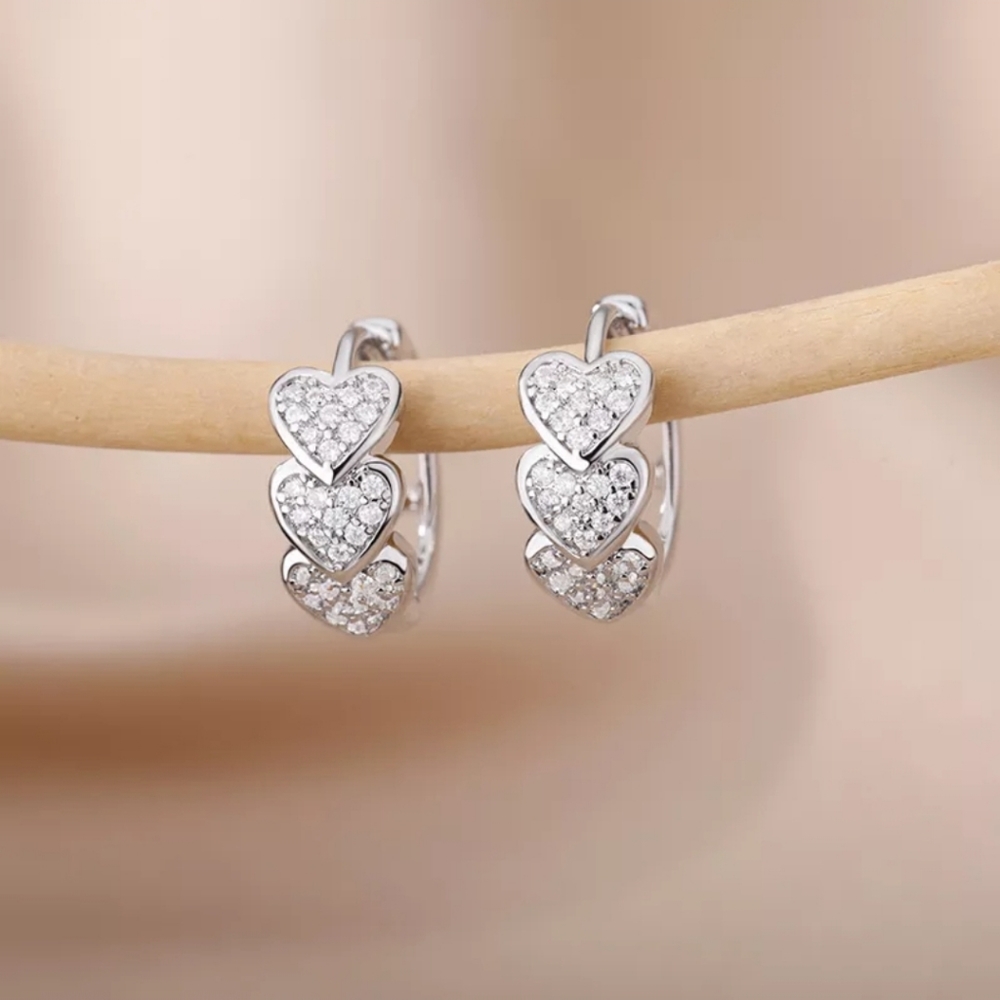 New, Silver Heart Hoop Earrings